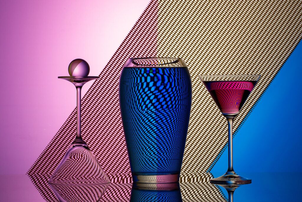 Purple and blue glass